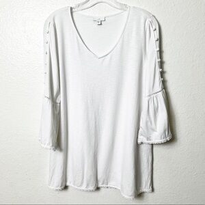 J. Jill White Women Long Sleeve Blouse Size Medium